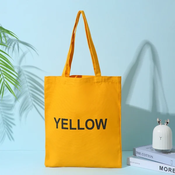 Simple Solid Color Hand Canvas Bag Handbag Shopping Bag Custom Can Be Printed Logo - Image 3