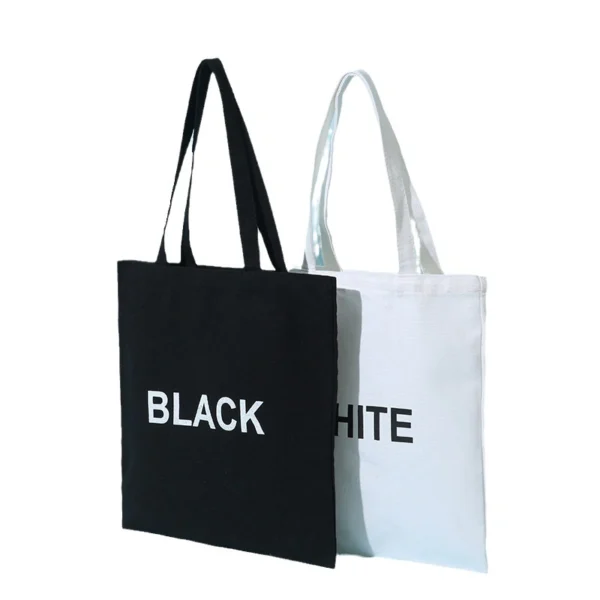 Simple Solid Color Hand Canvas Bag Handbag Shopping Bag Custom Can Be Printed Logo - Image 4