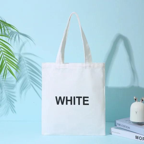 Simple Solid Color Hand Canvas Bag Handbag Shopping Bag Custom Can Be Printed Logo - Image 6