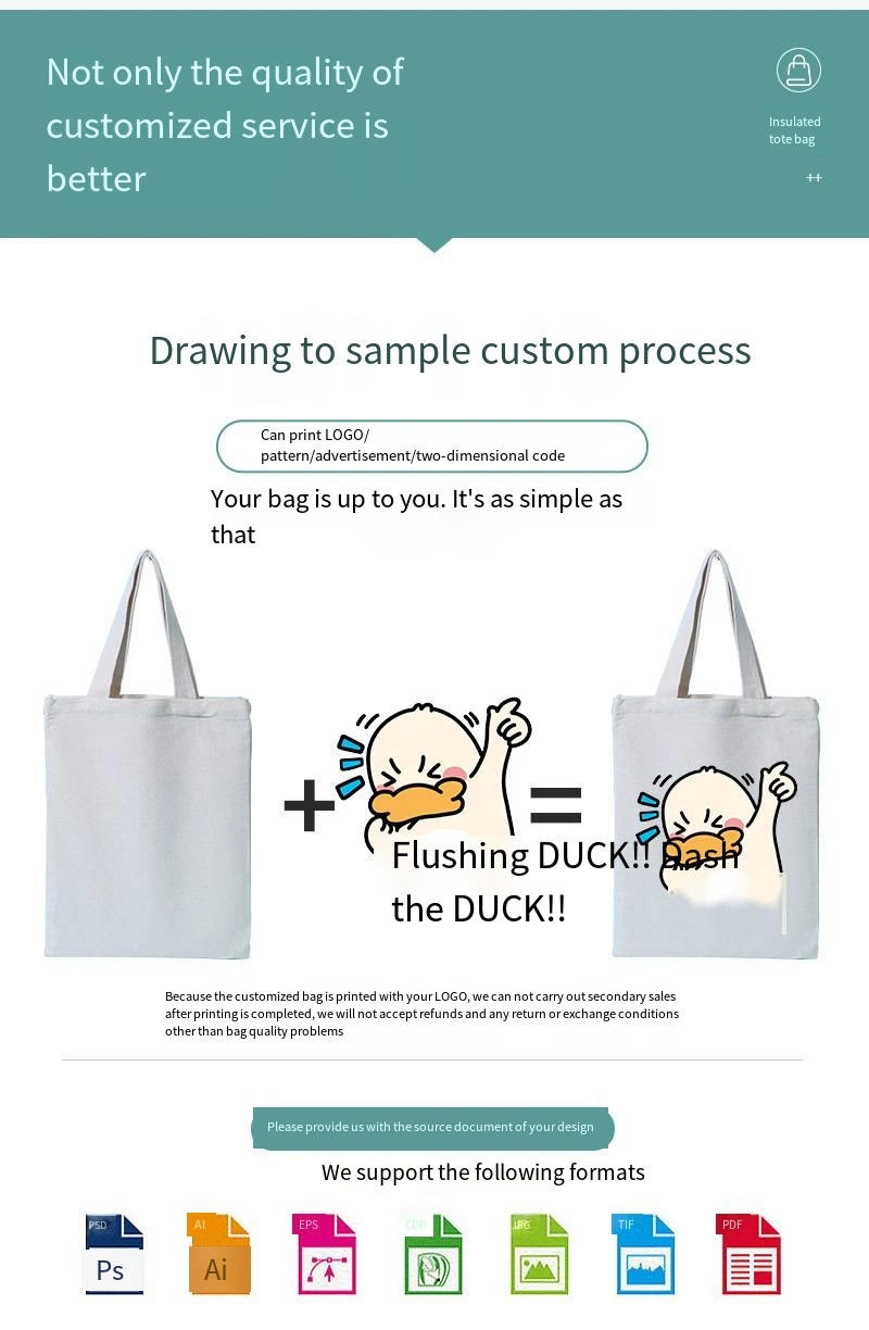 Simple Solid Color Hand Canvas Bag Handbag Shopping Bag Custom Can Be Printed Logo