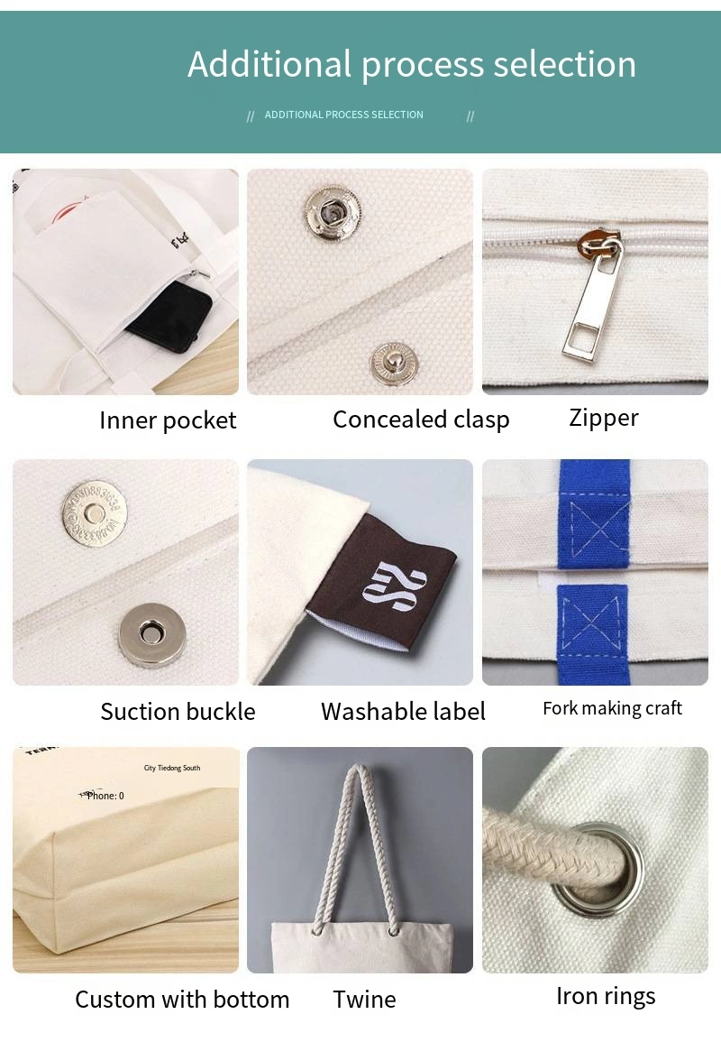 Simple Solid Color Hand Canvas Bag Handbag Shopping Bag Custom Can Be Printed Logo