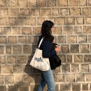 Alternative view of Single Shoulder Alphabet Canvas Bag Lazy Cloth Bag Student Canvas Tote Bag Can Be Customized