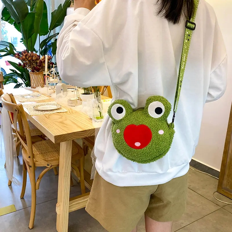 Small Order New Ugly Cute Plush Frog Shoulder Bag Specially Designed for Women Children