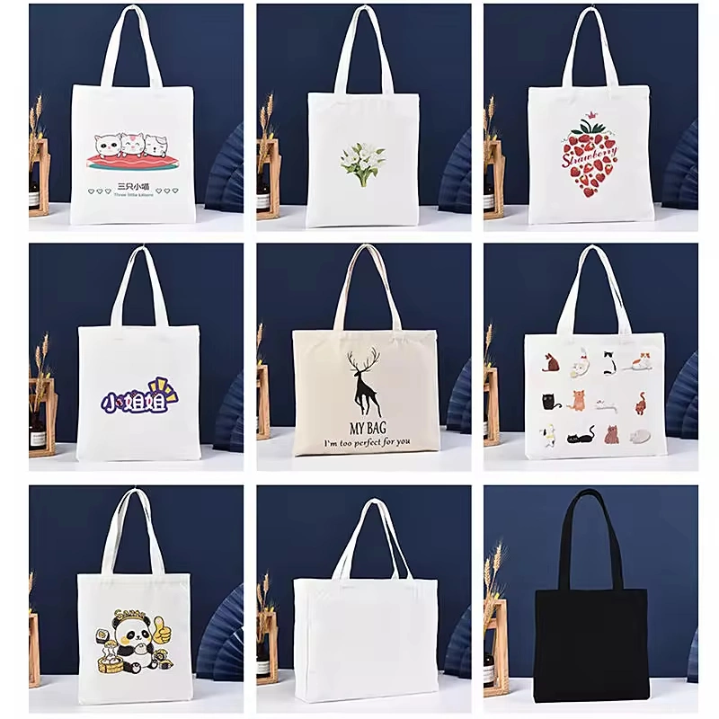 Solid Color Custom Cotton Bag Organic Recyclable Shopping Tote Canvas Bag