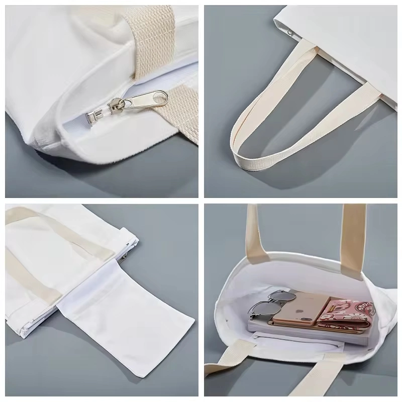Solid Color Custom Cotton Bag Organic Recyclable Shopping Tote Canvas Bag