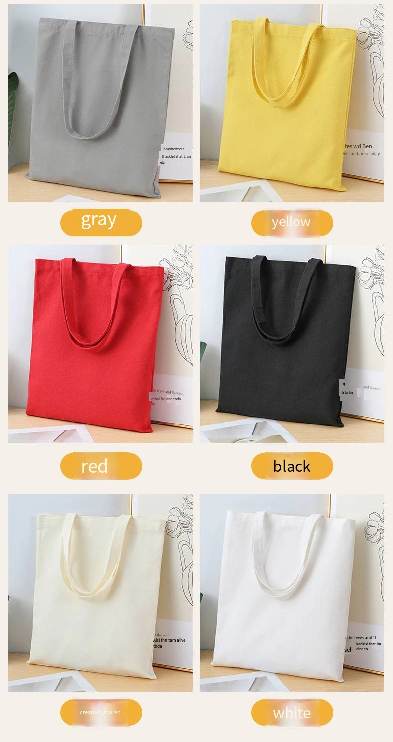 Solid Color Hand Canvas Bag Logo Student Single Shoulder Canvas Shopping Bag Wholesale Cotton Bag