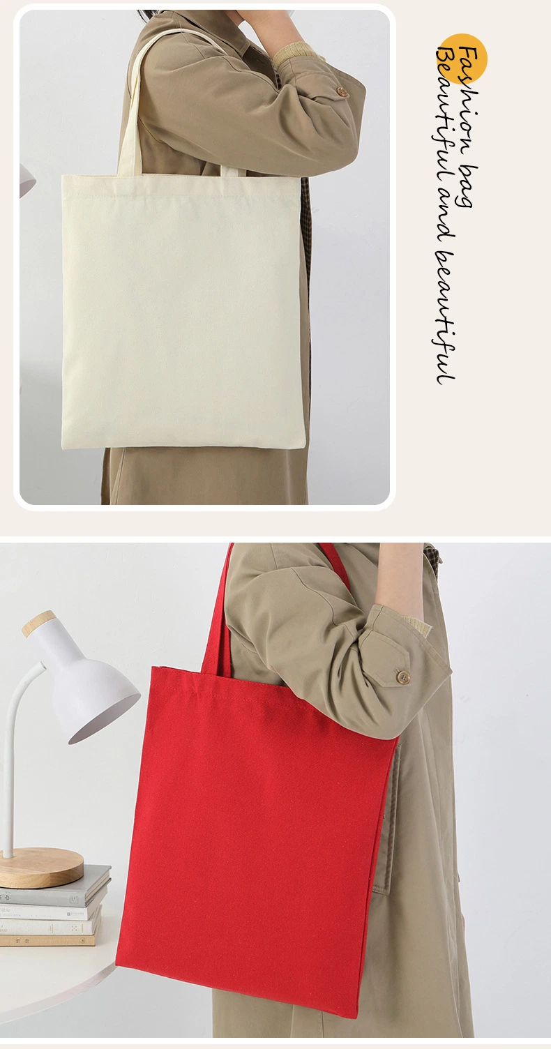 Solid Color Hand Canvas Bag Logo Student Single Shoulder Canvas Shopping Bag Wholesale Cotton Bag