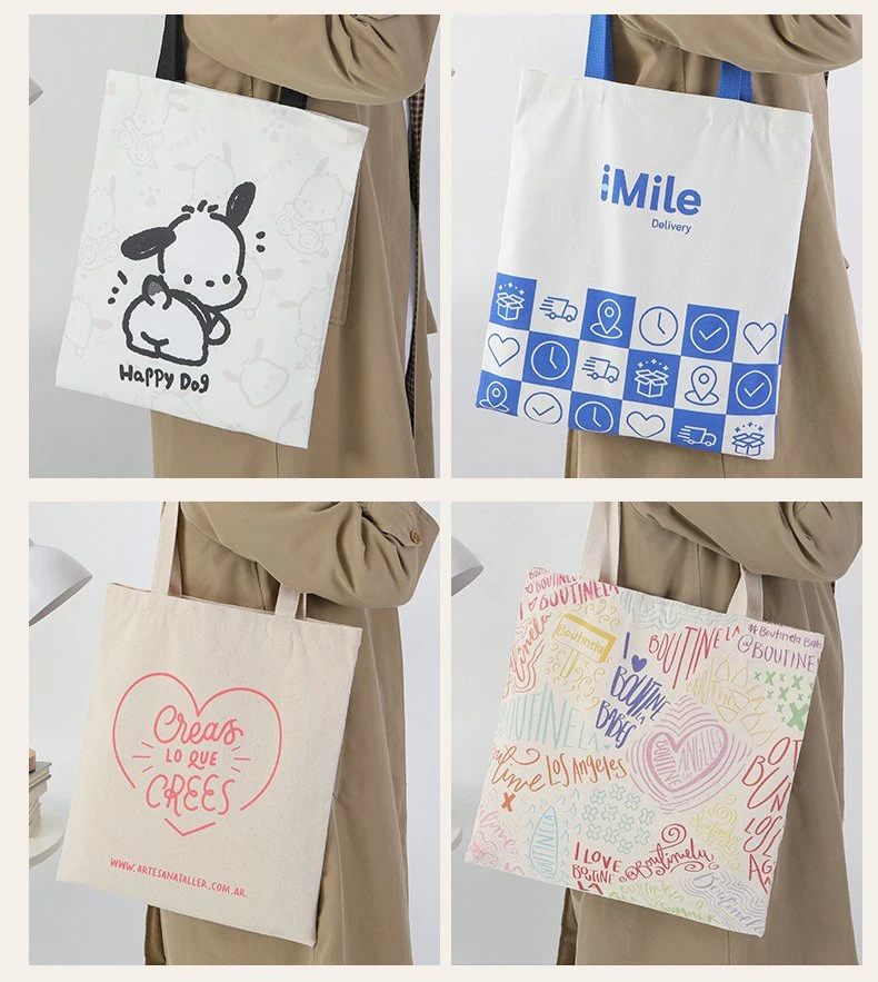 Solid Color Hand Canvas Bag Logo Student Single Shoulder Canvas Shopping Bag Wholesale Cotton Bag