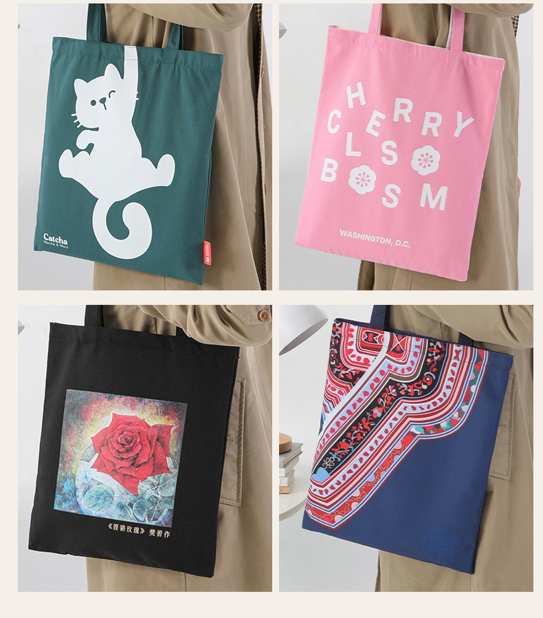 Solid Color Hand Canvas Bag Logo Student Single Shoulder Canvas Shopping Bag Wholesale Cotton Bag