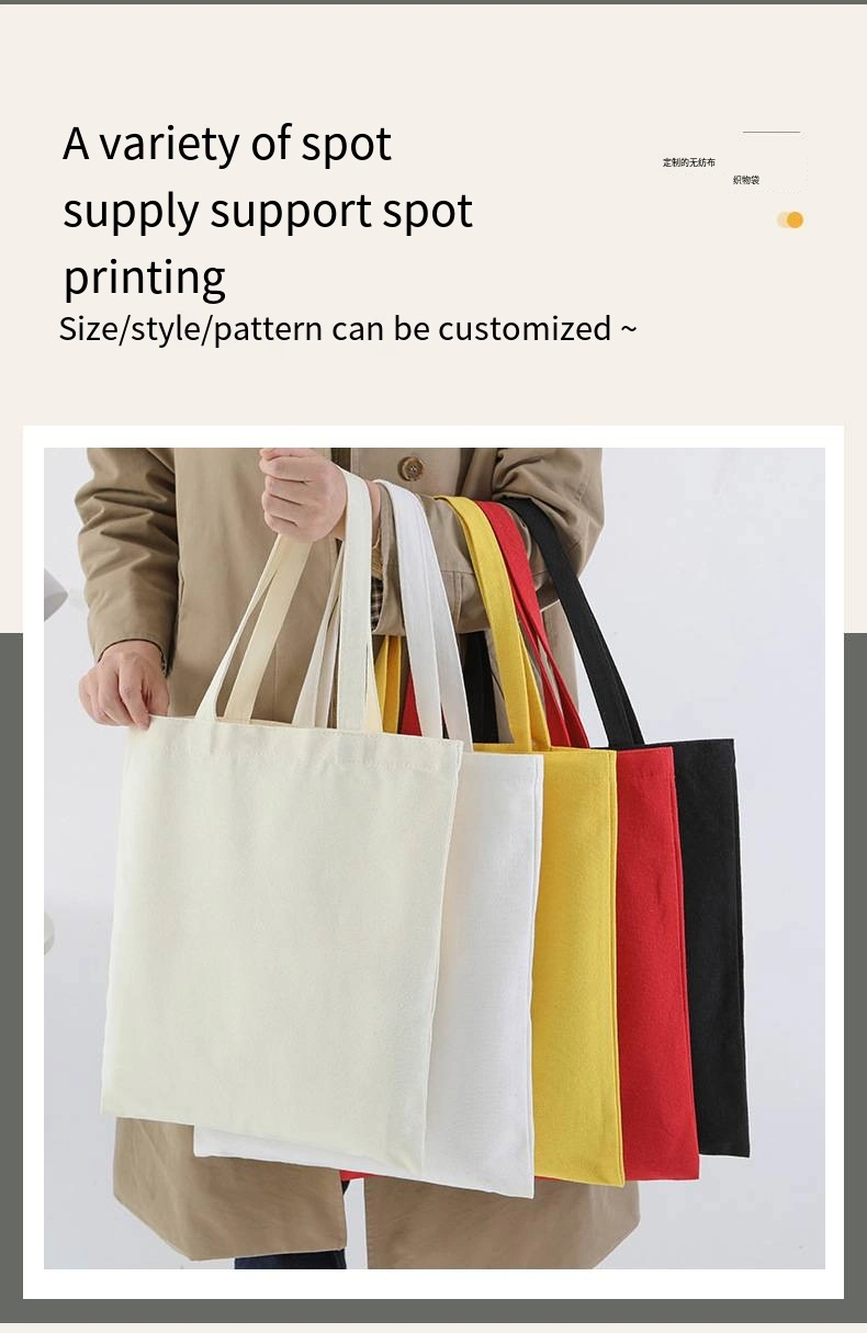 Solid Color Hand Canvas Bag Logo Student Single Shoulder Canvas Shopping Bag Wholesale Cotton Bag