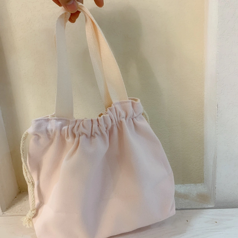 Solid Color Simple Japanese Lunch Box Bento Bag Canvas Bag Drawstring