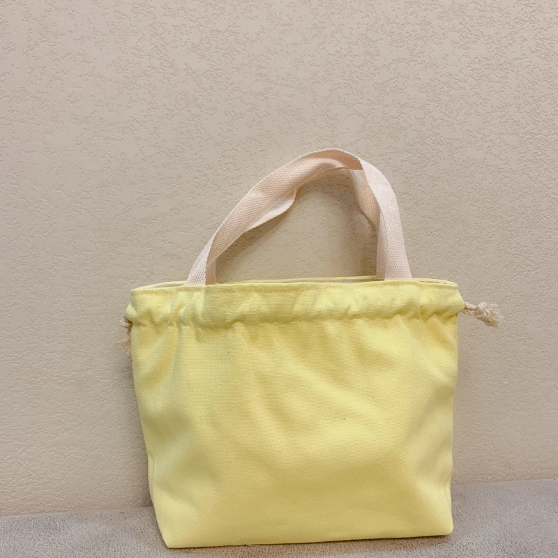 Solid Color Simple Japanese Lunch Box Bento Bag Canvas Bag Drawstring