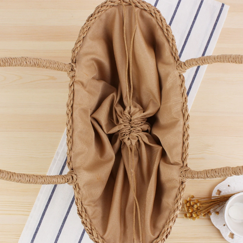 Straw Bag Pure Hand-Woven Briefcase Hollow Handbag Fashion Beach Bag