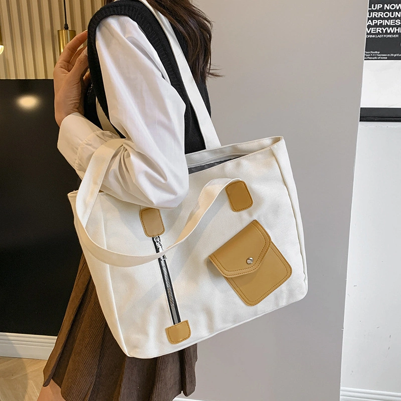 Tote Bag Niche Design for Female College Students Single Shoulder Bag for Class Commuting Large Capacity Handbag