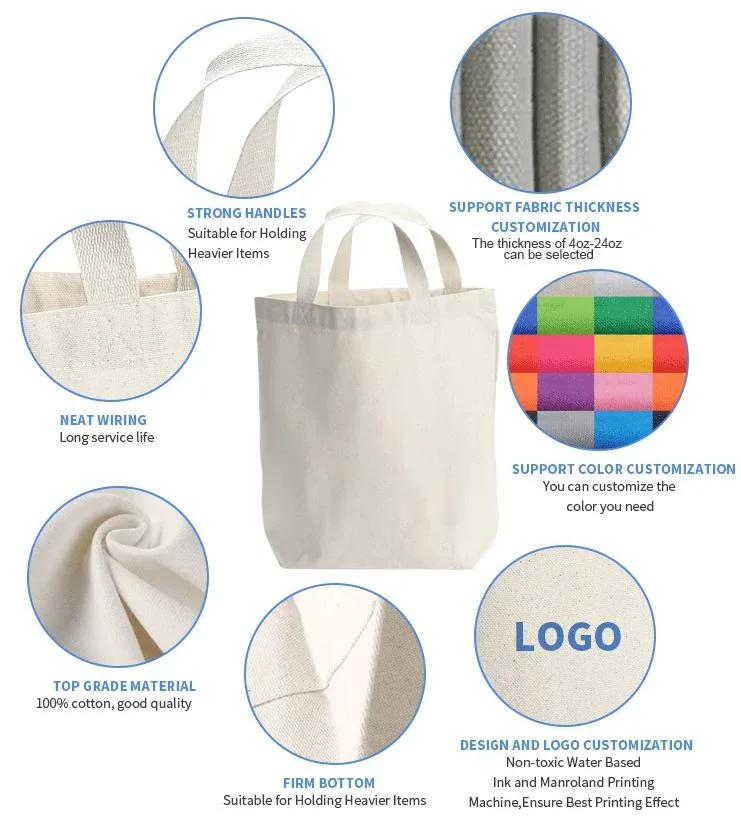 Tote Bags Custom Logo Printed Recycled Reusable Tote Bag Large Tote Canvas Tote Bag