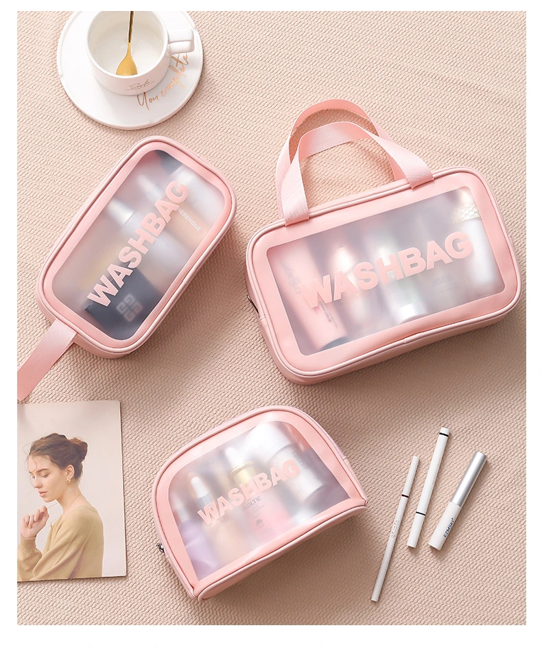Transparent Makeup Bag Translucent PVC Toiletry Bag PU Frosted Storage Bag 6-Piece Set