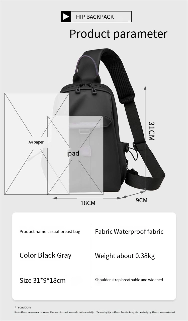 Trend Street Motorcycle Men&prime;s Crossbody Bag Leather Chest Bag