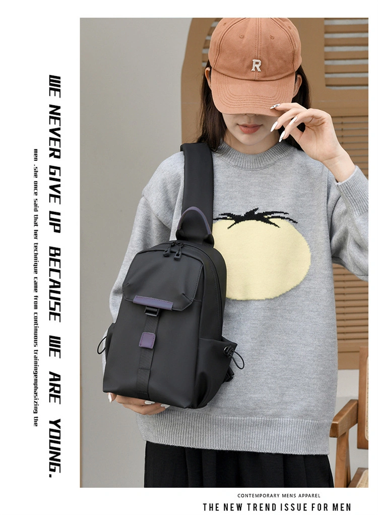 Trend Street Motorcycle Men&prime;s Crossbody Bag Leather Chest Bag