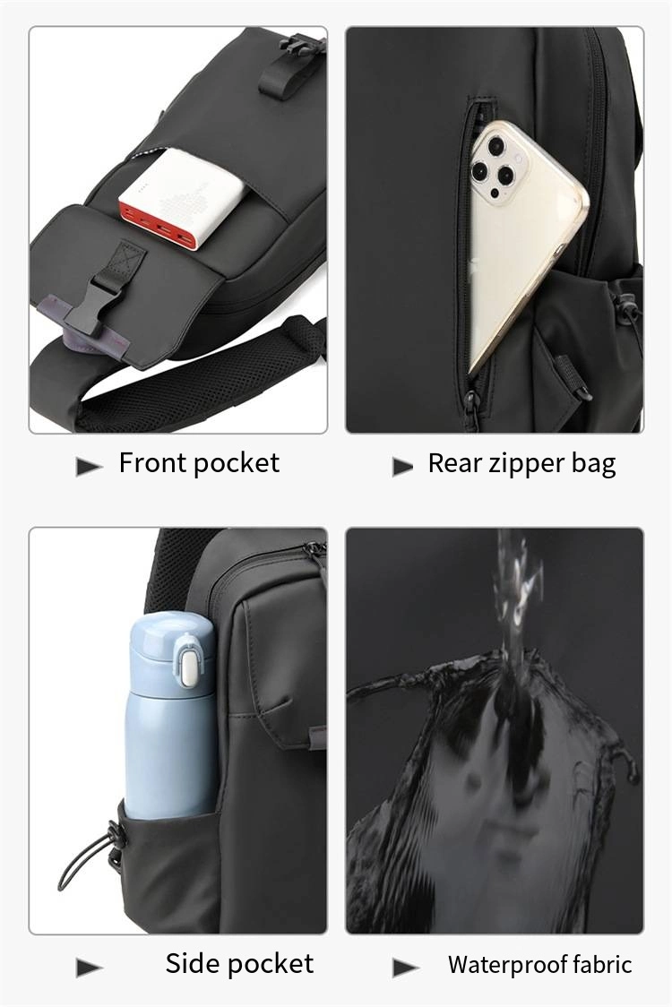 Trend Street Motorcycle Men&prime;s Crossbody Bag Leather Chest Bag