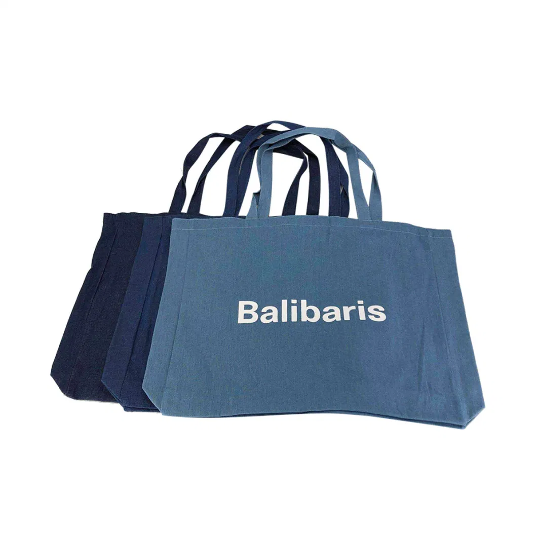 Unisex Denim Canvas Shoulder Bag Eco Recycled Retro Denim Shopping Bag Canvas Tote Bag