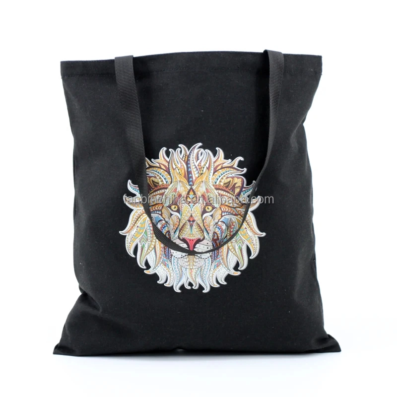 Unisex Shopping Tote Bag Custom Logo Printing Animals Lion Pattern Canvas Bag