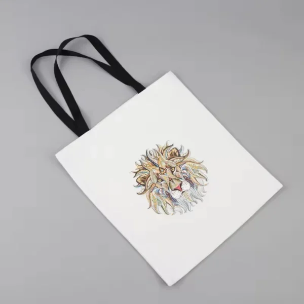 Unisex Shopping Tote Bag Custom Logo Printing Animals Lion Pattern Canvas Bag - Image 6