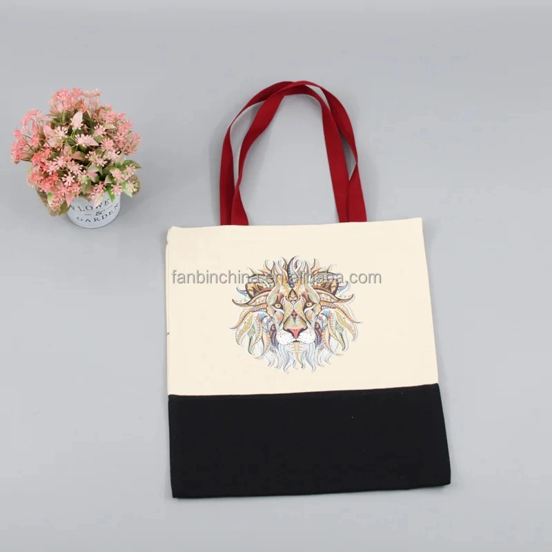 Unisex Shopping Tote Bag Custom Logo Printing Animals Lion Pattern Canvas Bag
