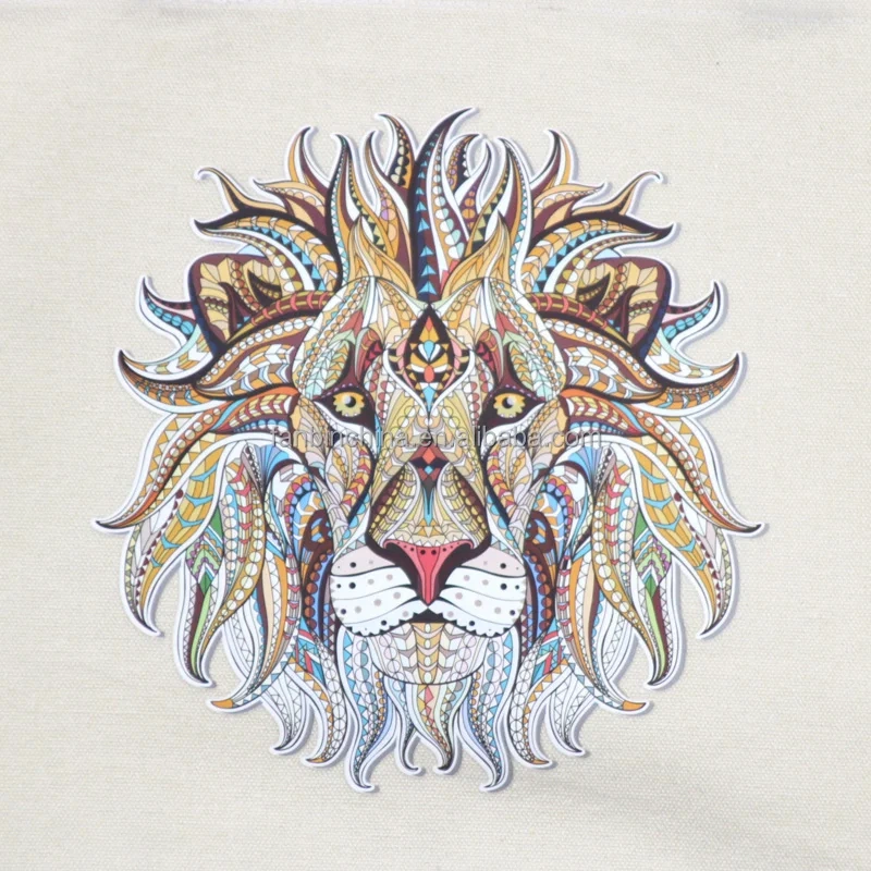 Unisex Shopping Tote Bag Custom Logo Printing Animals Lion Pattern Canvas Bag