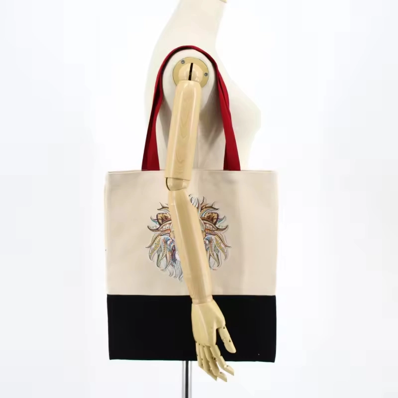 Unisex Shopping Tote Bag Custom Logo Printing Animals Lion Pattern Canvas Bag