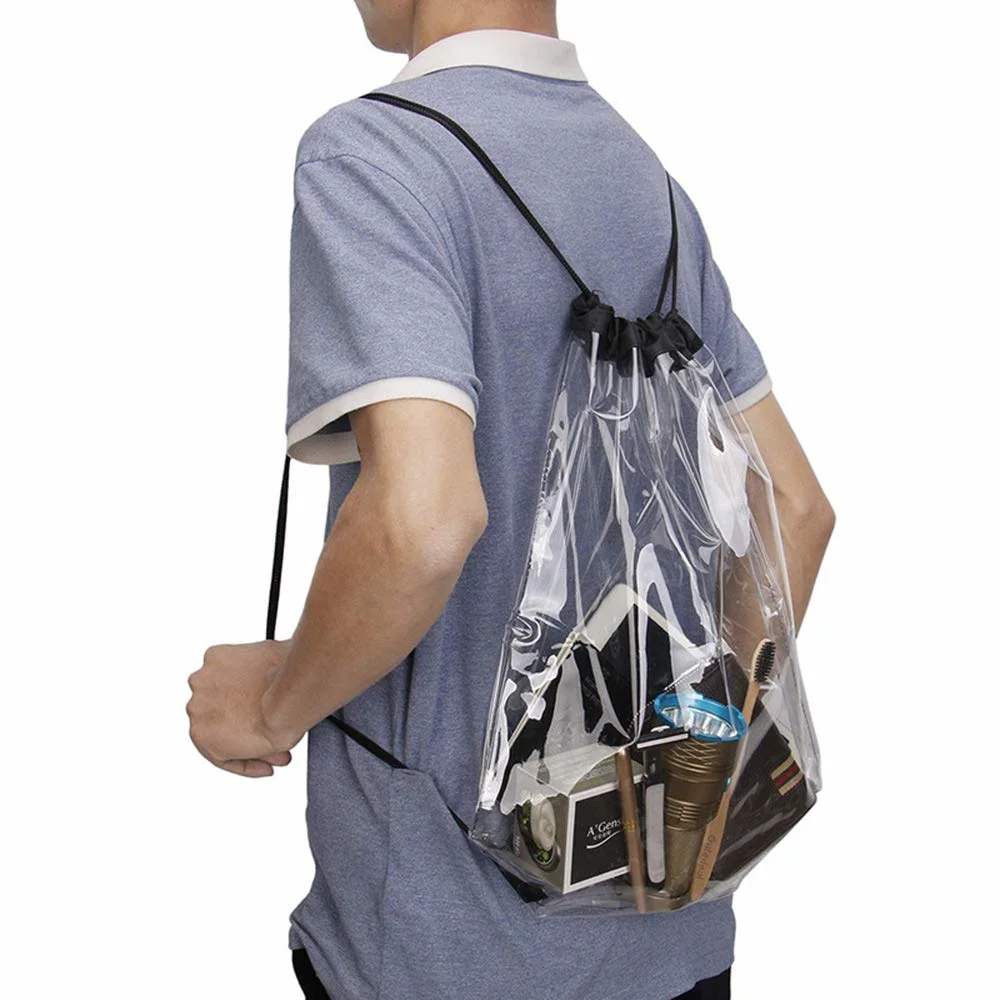 Waterproof Clear PVC Drawstring Bag Wholesale Custom Logo Plastic Clear Drawstring Backpack