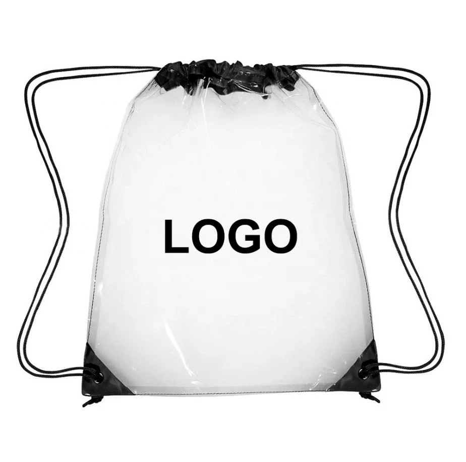 Waterproof Clear PVC Drawstring Bag Wholesale Custom Logo Plastic Clear Drawstring Backpack