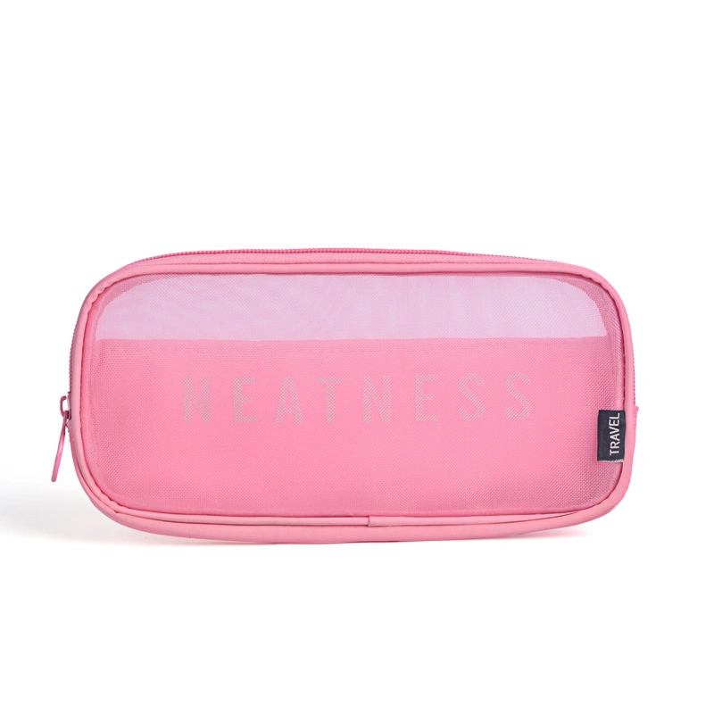 Waterproof Transparent Nylon Mesh Custom Logo Travel Kits Makeup Cosmetic Bag