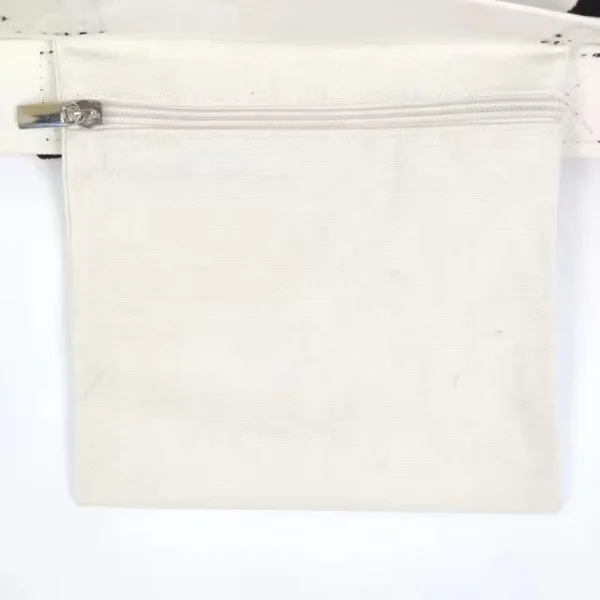 White and Black Canvas Bag Blank Canvas Tote Shopping Bag Inner Pocket - Image 4