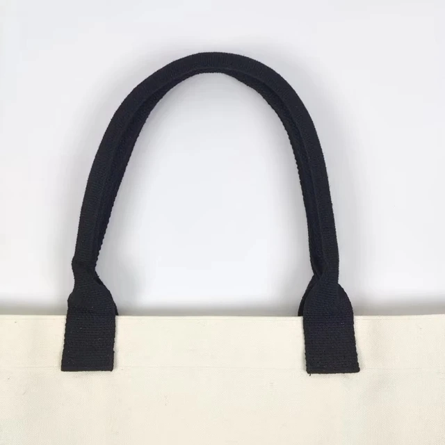 White and Black Canvas Bag Blank Canvas Tote Shopping Bag Inner Pocket
