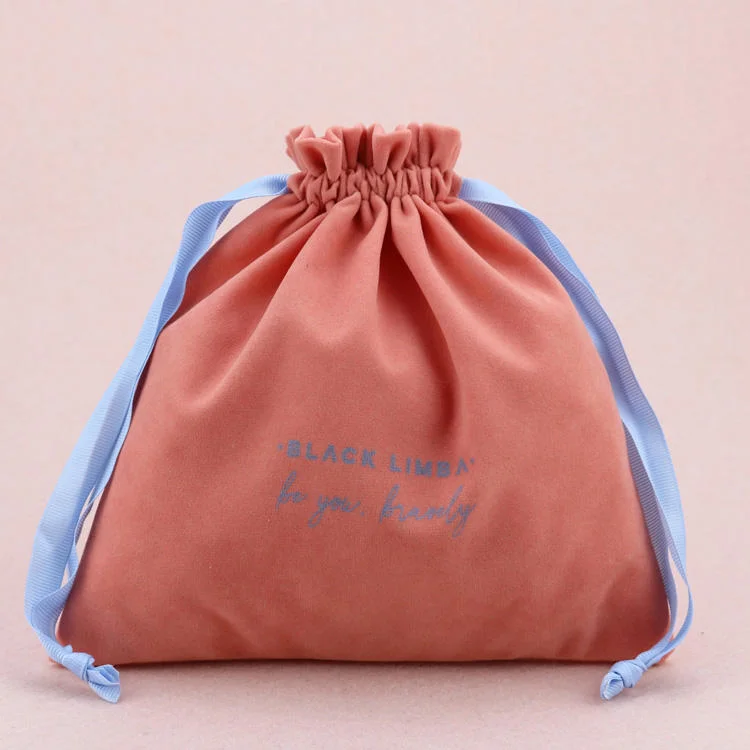 Wholesale Cheap Custom Cosmetic Bag Large Drawstring Velvet Bag