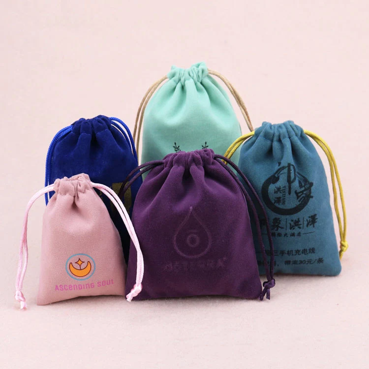 Wholesale Cheap Custom Cosmetic Bag Large Drawstring Velvet Bag