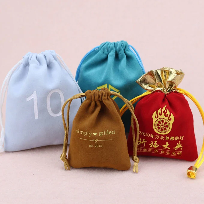 Wholesale Cheap Custom Cosmetic Bag Large Drawstring Velvet Bag