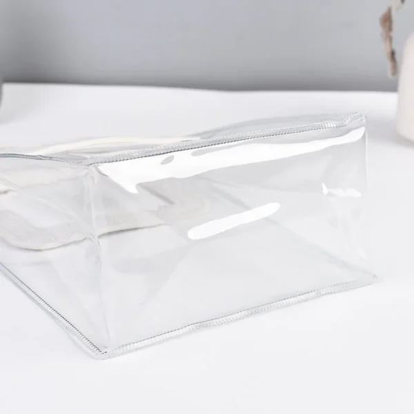 Wholesale Clear Plastic Gift Bags with Leather Handle Reusable Handbag Transparent PVC Plastic Gift Wrap Tote Bag - Image 3