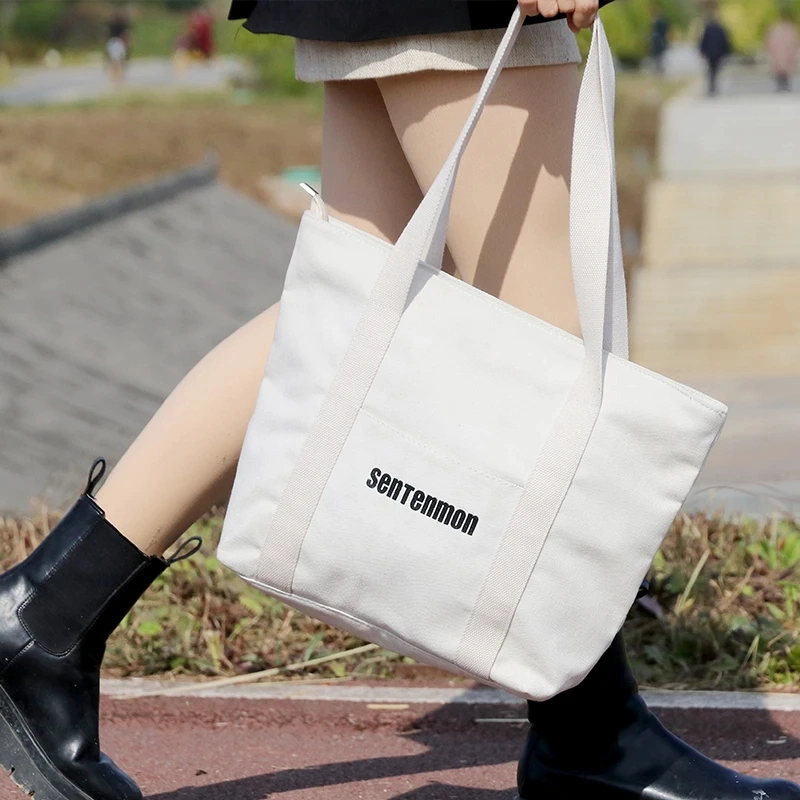 Wholesale Cotton Canvas White Blank Custom Logo Cotton Canvas Embroidered Tote Bag