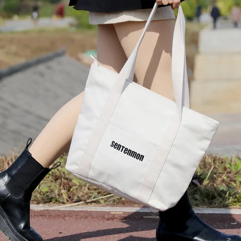 Wholesale Cotton Canvas White Blank Custom Logo Cotton Canvas Embroidered Tote Bag - Image 3
