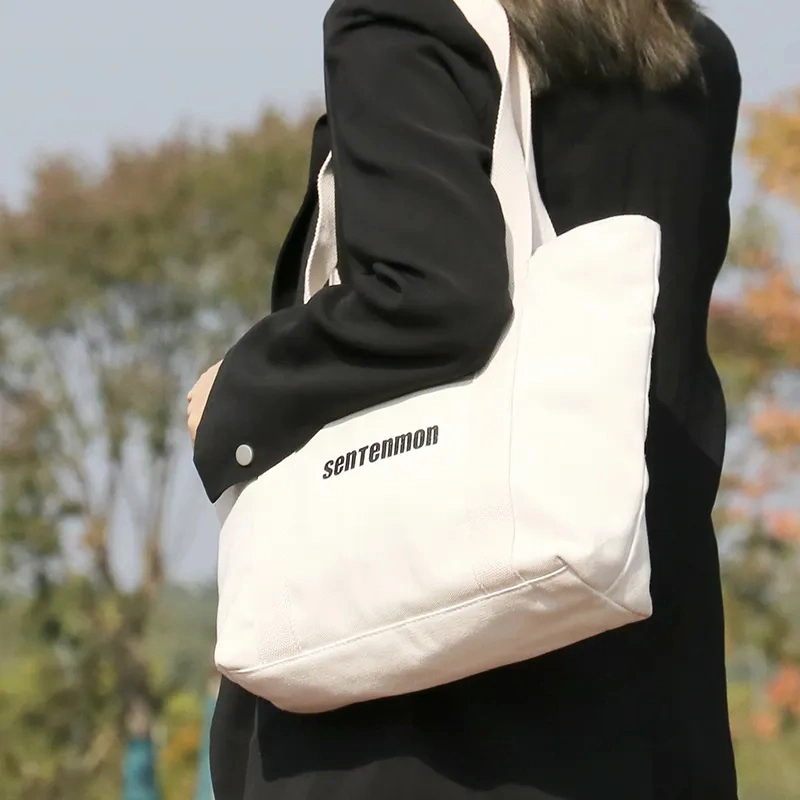 Wholesale Cotton Canvas White Blank Custom Logo Cotton Canvas Embroidered Tote Bag - Image 4