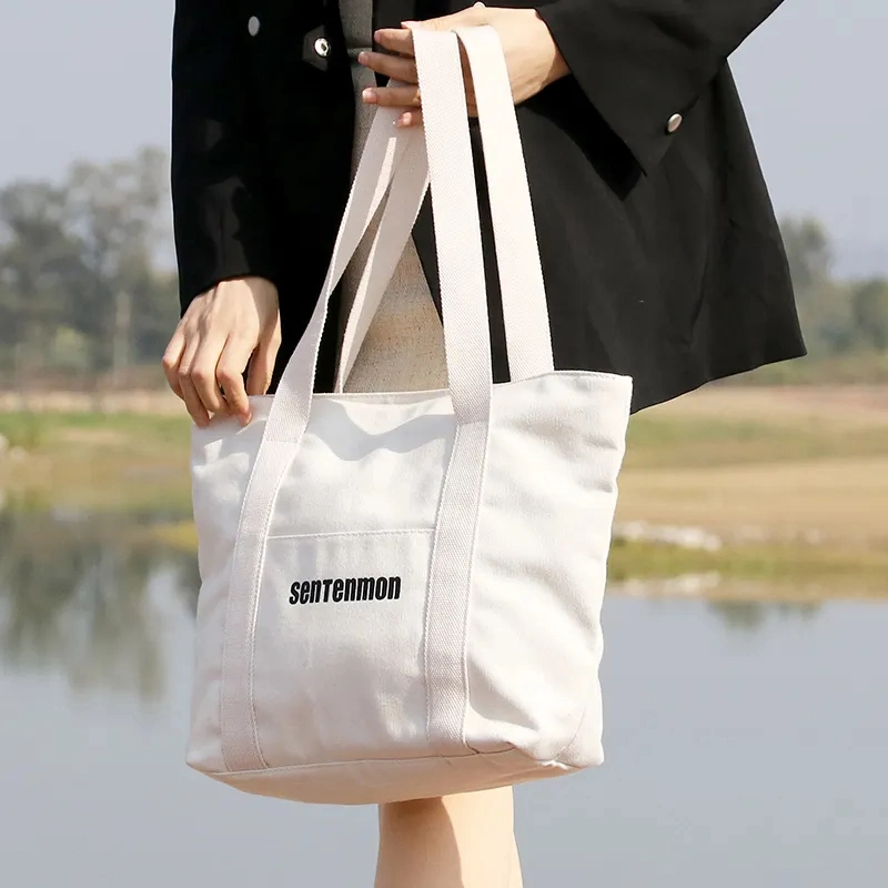 Wholesale Cotton Canvas White Blank Custom Logo Cotton Canvas Embroidered Tote Bag - Image 6