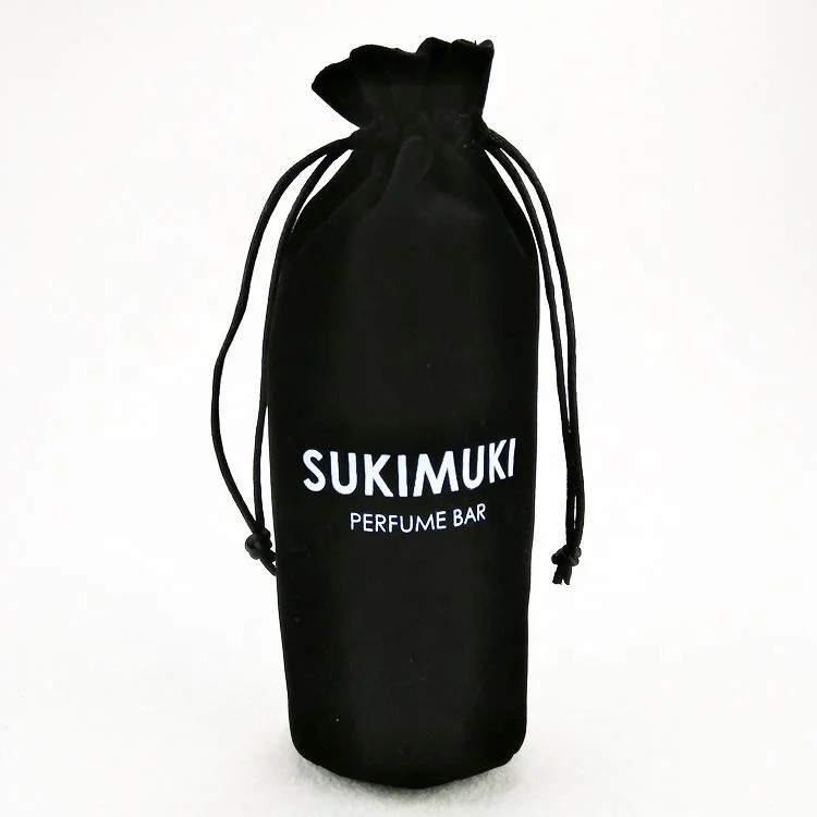 Wholesale Custom Black Velvet Pouch with Round Bottom Drawstring Perfume Bags