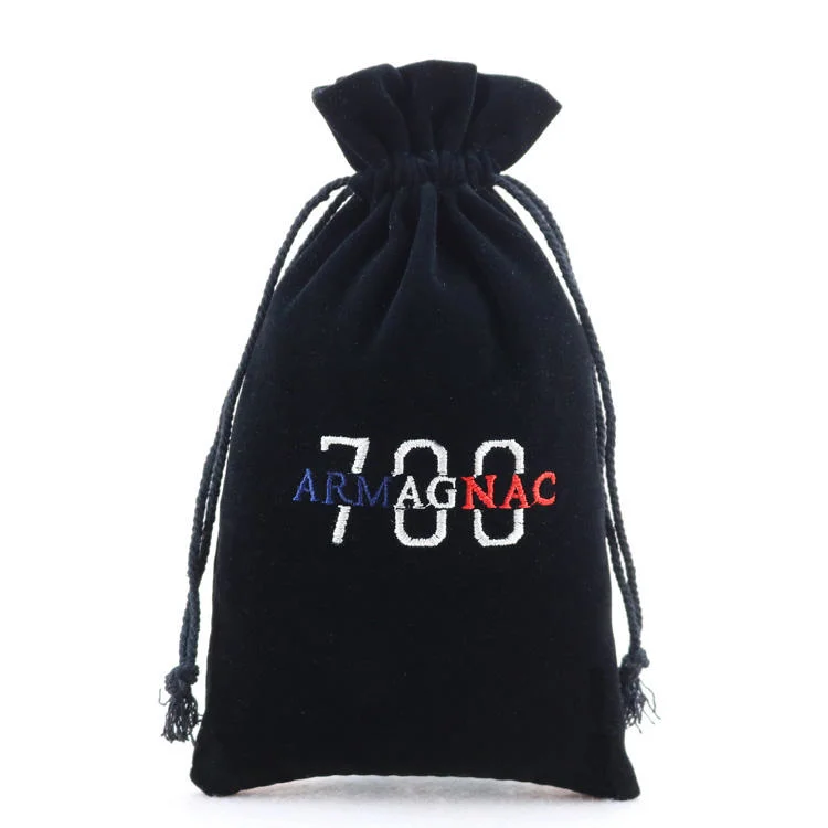 Wholesale Custom Black Velvet Pouch with Round Bottom Drawstring Perfume Bags