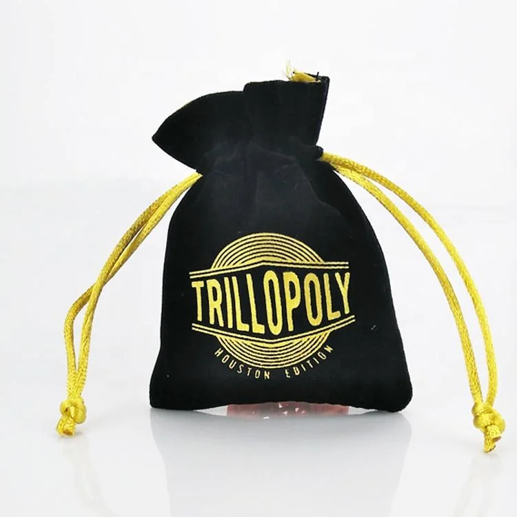 Wholesale Custom Black Velvet Pouch with Round Bottom Drawstring Perfume Bags