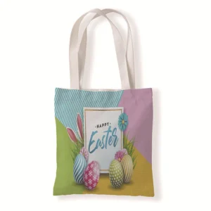 Alternative view of Wholesale Custom Blank Canvas Tote Bag Fashion Shopping Shoulder Egg Bunny Happy Easter Canvas Tote Bag