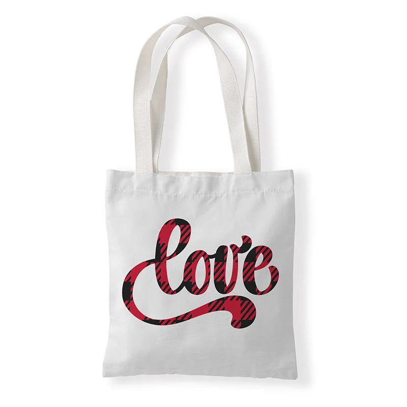 Wholesale Custom Blank Plain Reusable Shopping Valentine Day Love Cotton Canvas Tote Bags