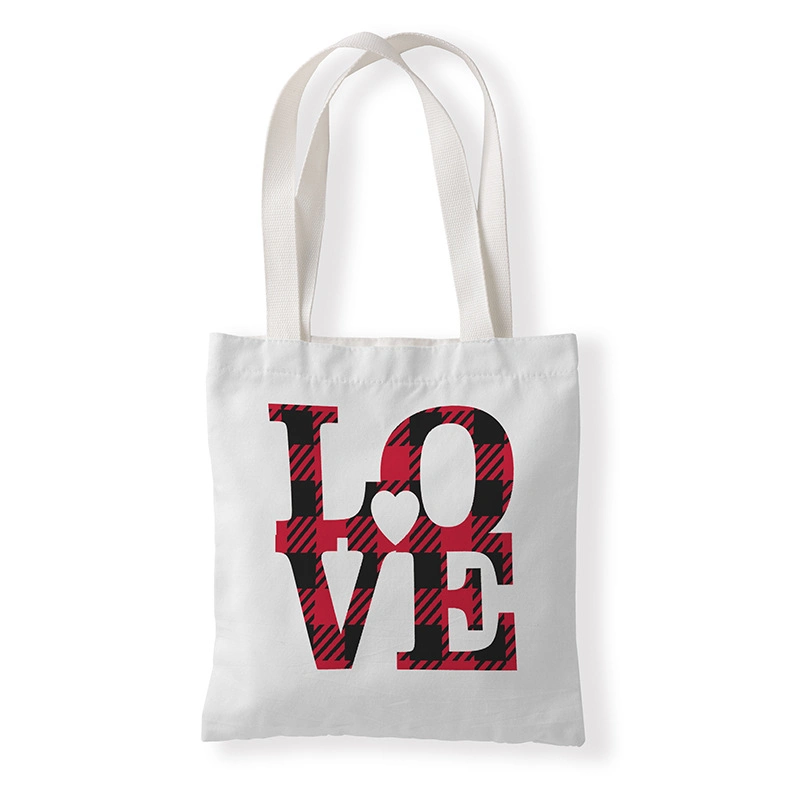 Wholesale Custom Blank Plain Reusable Shopping Valentine Day Love Cotton Canvas Tote Bags