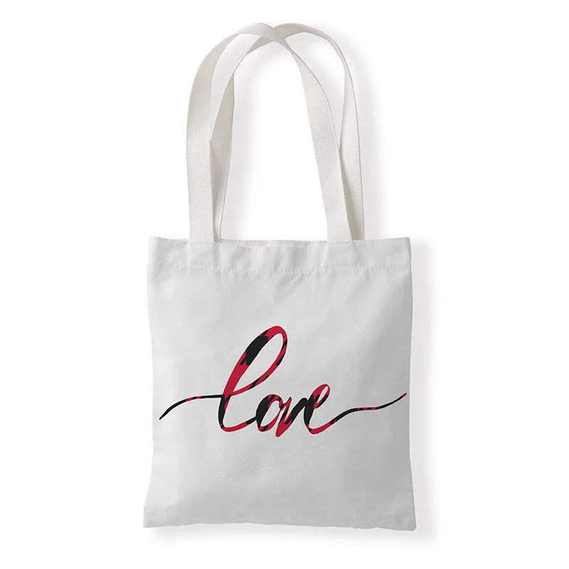 Wholesale Custom Blank Plain Reusable Shopping Valentine Day Love Cotton Canvas Tote Bags