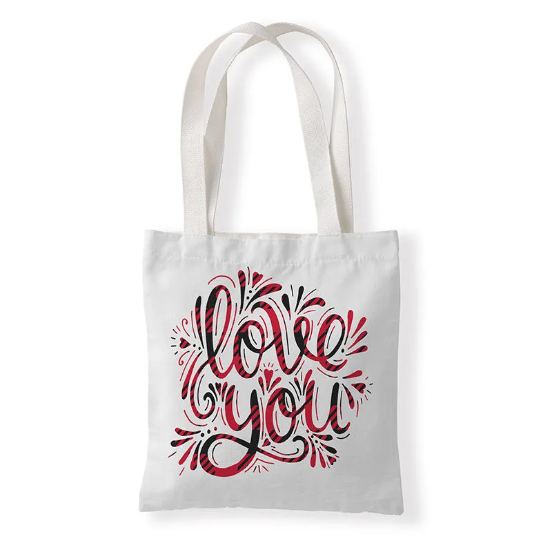 Wholesale Custom Blank Plain Reusable Shopping Valentine Day Love Cotton Canvas Tote Bags